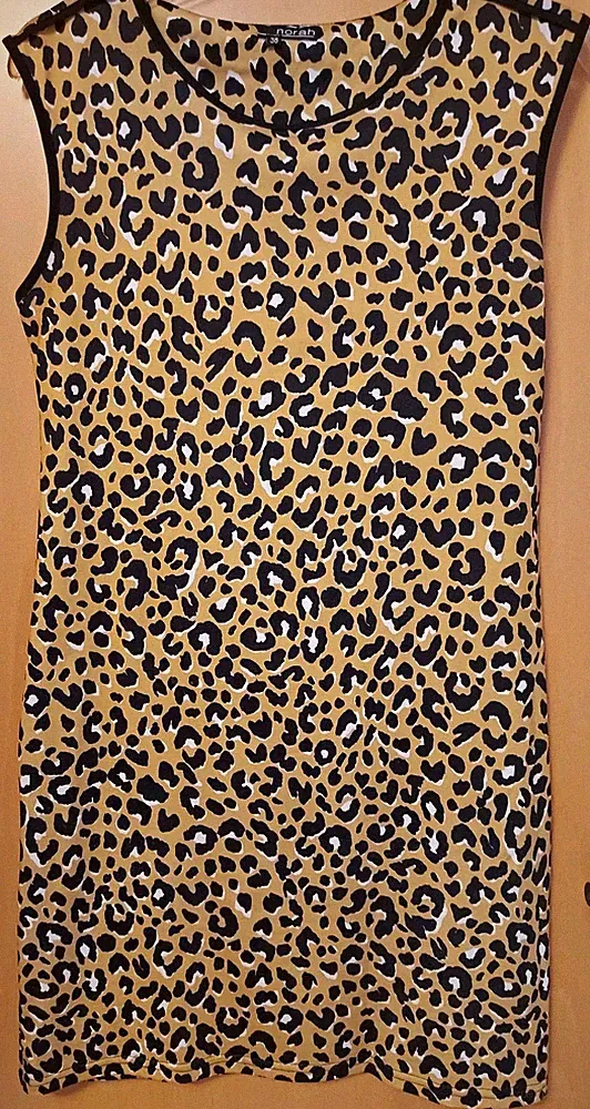 norah Etuikleid Damen Leopardenmuster beige/schwarz/weiß ärmellos Gr. 38