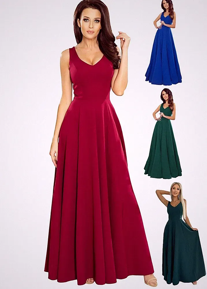 Numoco Kleid Abendkleid Maxikleid 36 38 40 42 44 A-Linie figurbetont ärmellos