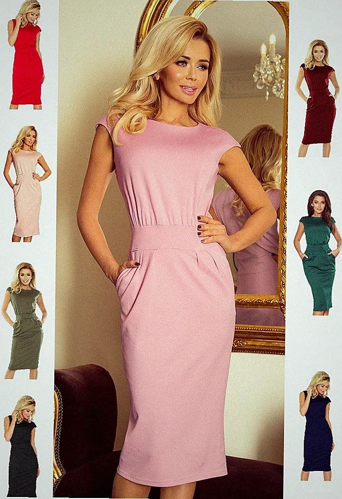 Numoco Kleid Midikleid Etuikleid Abendkleid figurbetont tailliert Taschen