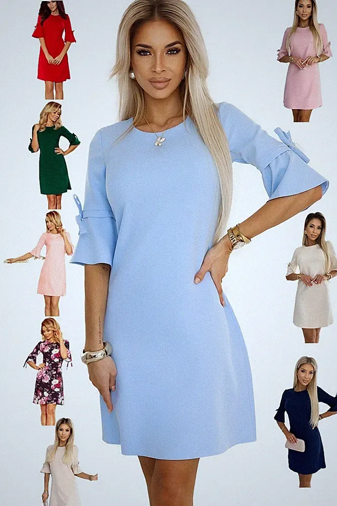Numoco NEVA Kleid A-Linie knielang Kurzarm ausgestellt