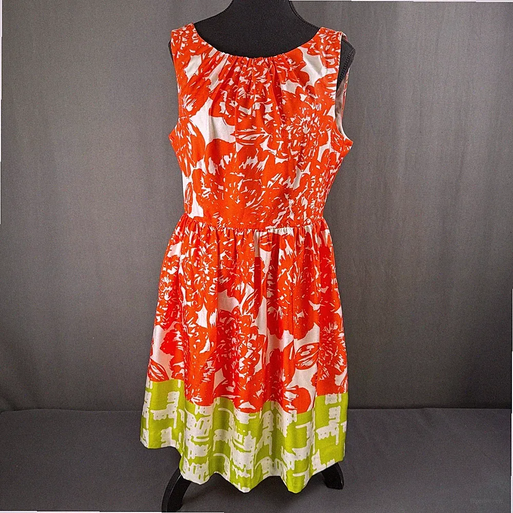 NWT 100% Silk Women’s 10 Trina Turk Floral Palm Beach Luxury Tropical Orange