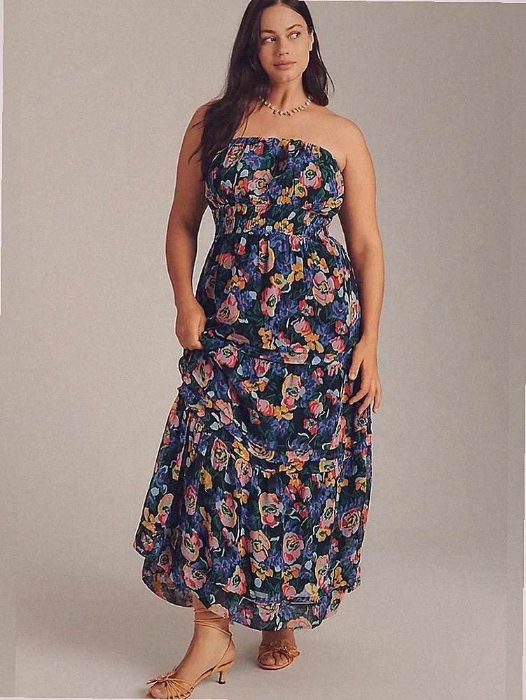 NWT Size L - Somerset Strapless Maxi Dress floral wedding guest (NWT US$ 1178)