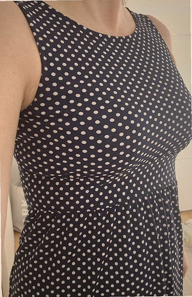 Oasis Damen A-Linien-Kleid dunkelblau weiß gepunktet Größe 36 ärmellos