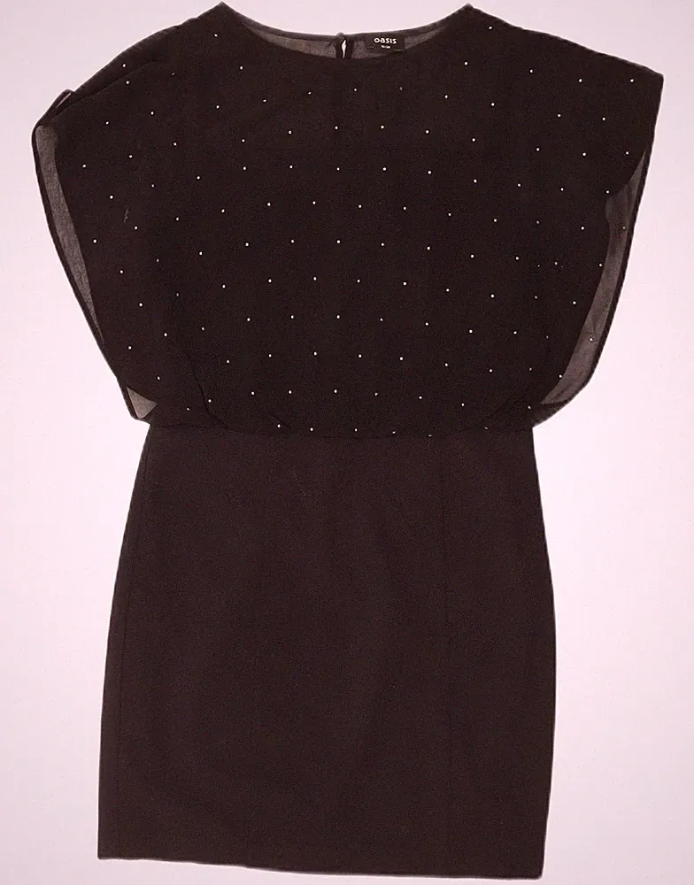 Oasis Damen Fledermaus Etuikleid UK 10 Small schwarz gepunktet Polyester DR08