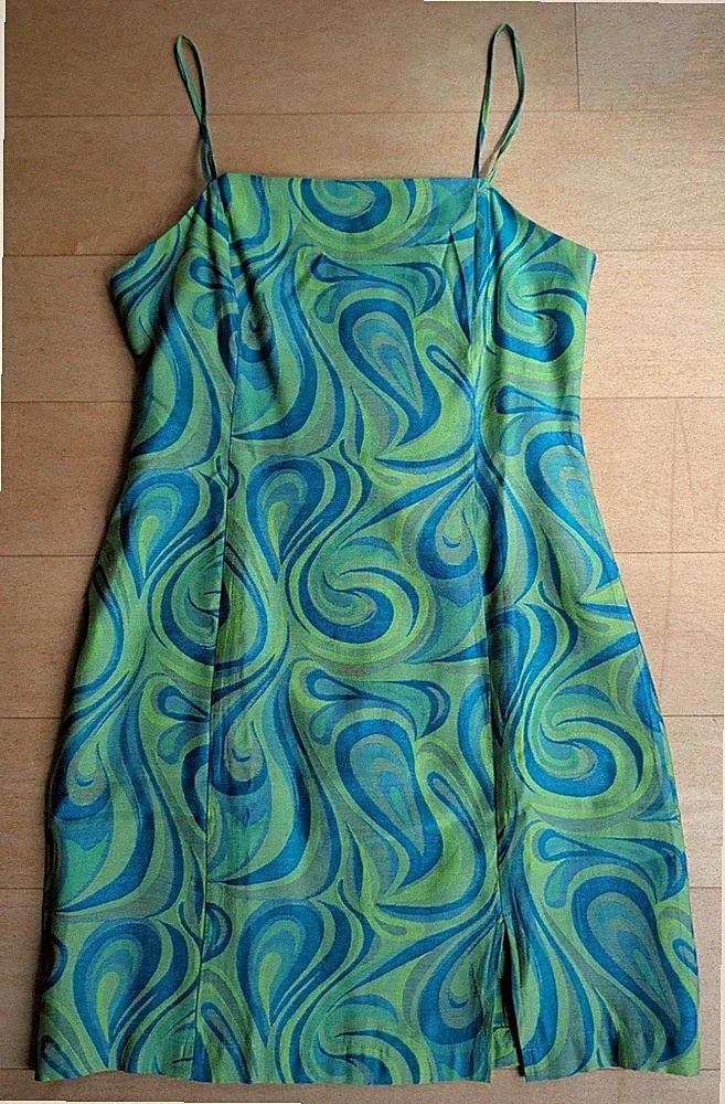 Oasis Partykleid Sommerkleid Gr S 36/38 Blau Grün Etuikleid