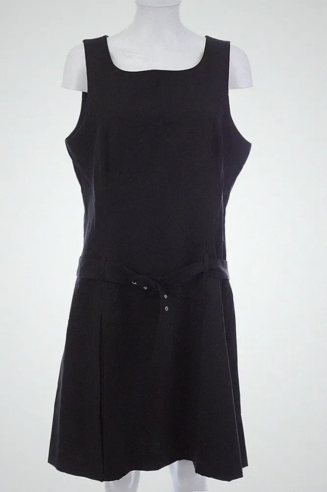 Ohne Label Kleid Etuikleid mit Gürtel 2XL schwarz
