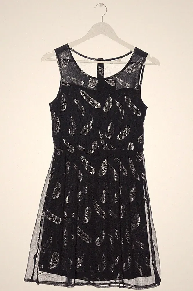 ONLY A-Linien Kleid Damen Kleid Gr. DE 36 schwarz-silberfarben Party-Look