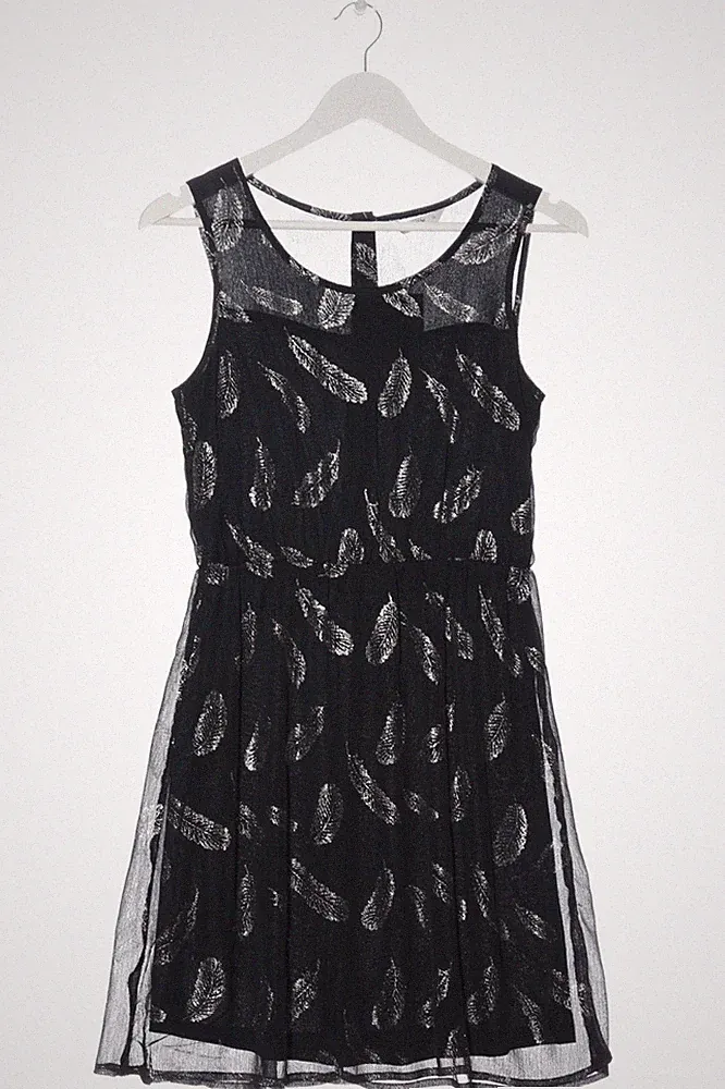 ONLY A-Linien Kleid Damen Kleid Gr. DE 36 schwarz-silberfarben Party-Look