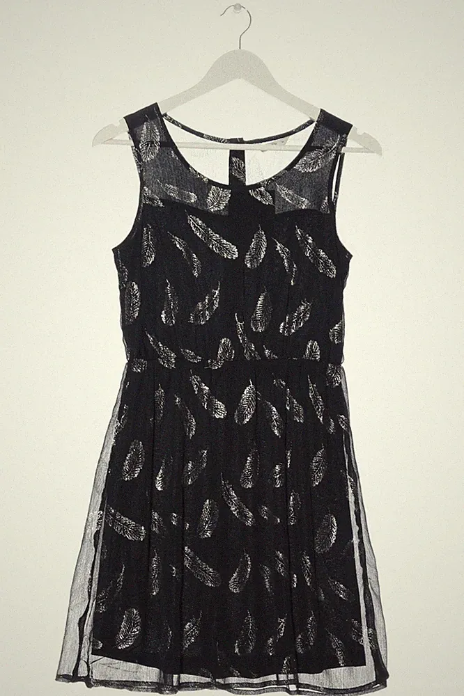 ONLY A-Linien Kleid Damen Kleid Gr. DE 36 schwarz-silberfarben Party-Look