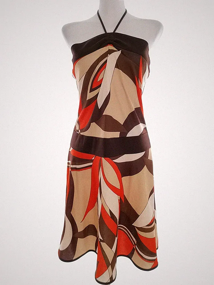 ONLY Damen A-Linien-Kleid Gr. M Braun Ärmellos Knielang Haltertop