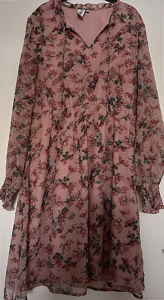 ONLY Damen A-Linien-Kleid S rosa langarm kurz Blumenmuster Rüschen