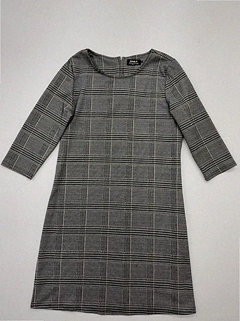 Only Damen grau kariertes Midi Etuikleid 3/4 Arm M