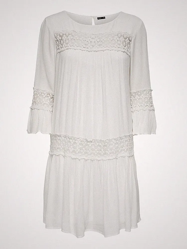 ONLY Damen Kleid Tunika ONLTYRA LIFE SHORT DRESS Gr. 38 Cloud Dancer Boho