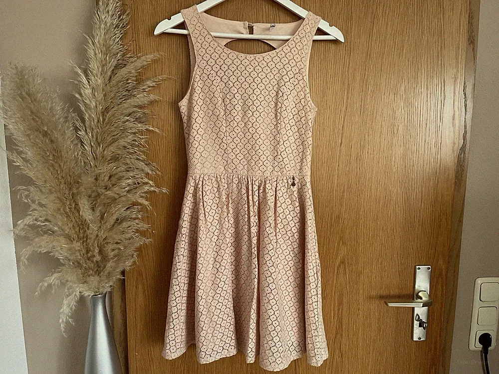 Only Damen Spitzen Sommer Kleid Gr. 34 36 zart Rosa A-Linie Boho Vintage Top
