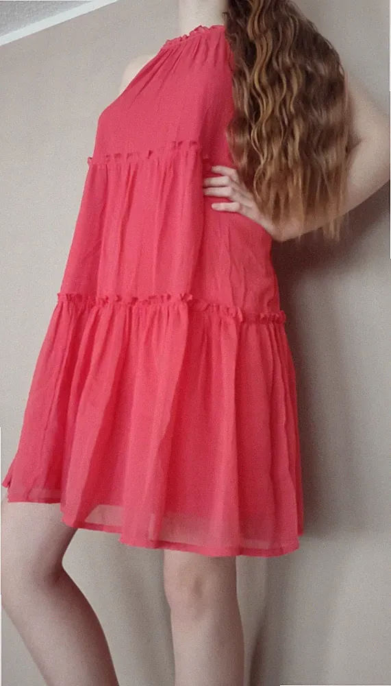 only Hänger Kleid Sommer Urlaub M/S Koralle pink Drehkleid leicht A Linie Festli