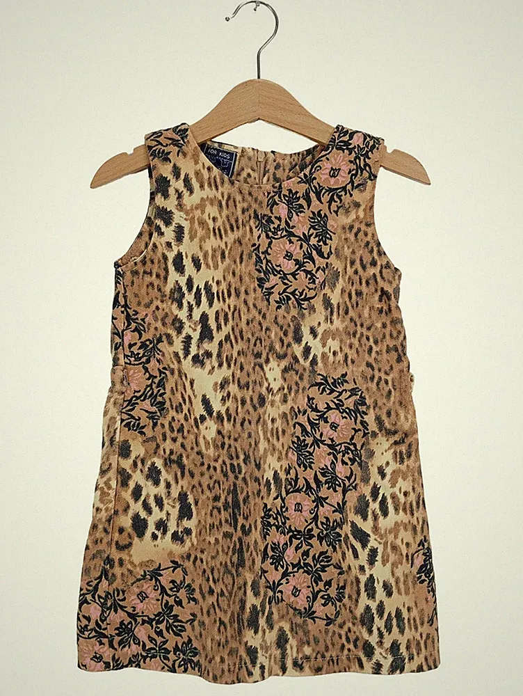 ONLY Kinder A-Linien Kleid Gr. 92 Animal Print Baumwolle Sommer Freizeitkleid