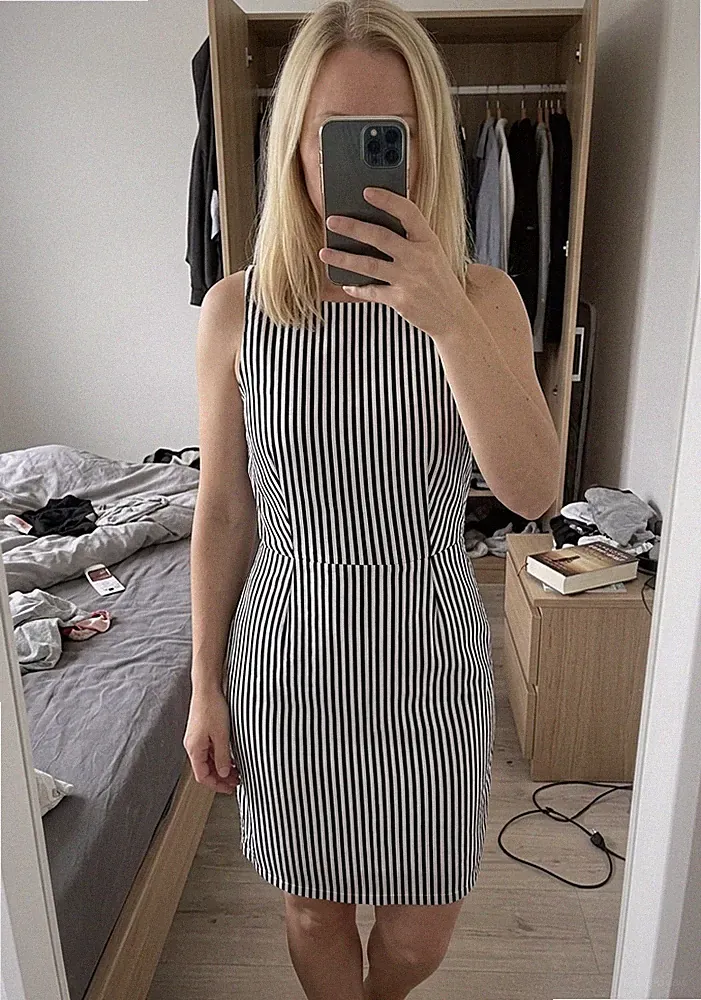 ONLY Kleid Gr. 34 XS Streifen Weiß/Blau Etuikleid locker