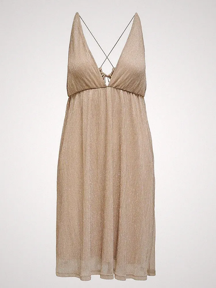 Only Onltinga S/L Shine String Dress - Minikleid Glitzer Silber - Größe Xs
