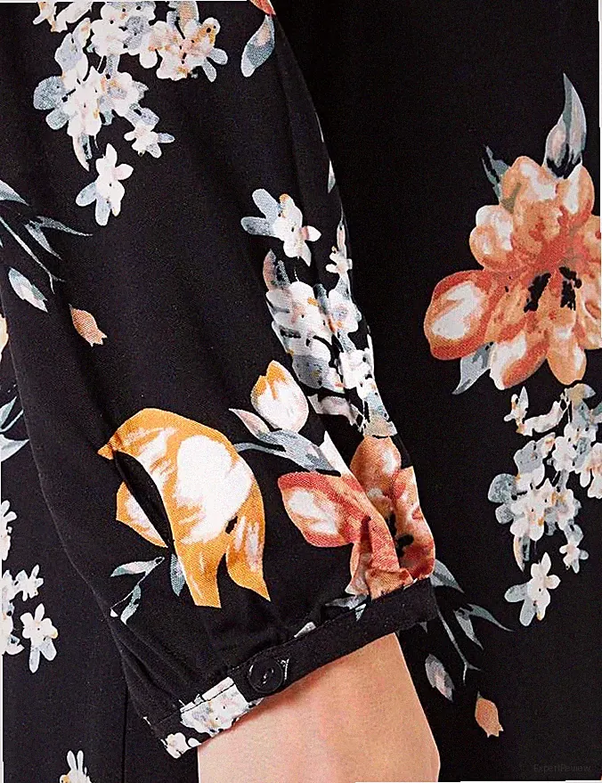 ONLY & SONS Damen Midi A-Linie Kleid XS Viskose V-Ausschnitt Ballonärmel Blumen