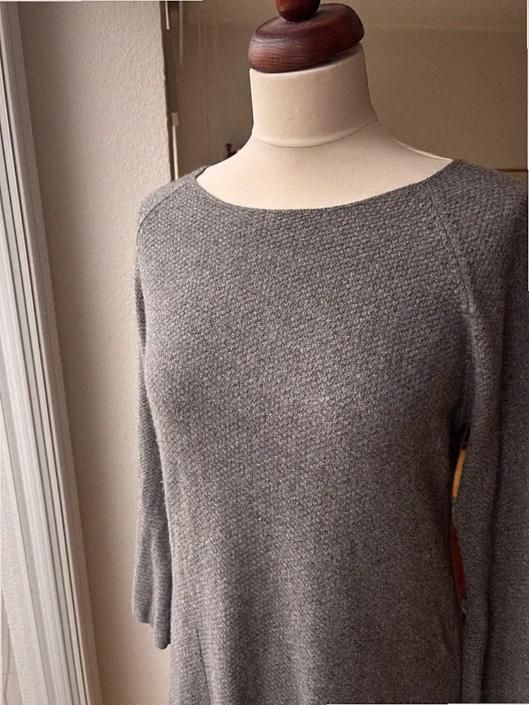 Original BENETTON Wollkleid Winter Kleid A-Linie grau L 40 TOP