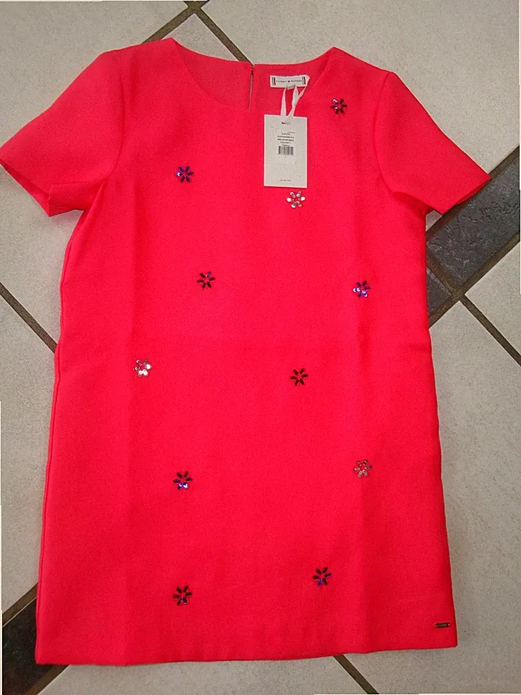 Original TOMMY HILFIGER Kleid Gr.7 Jahre (122-128) Glitzersteine NEU