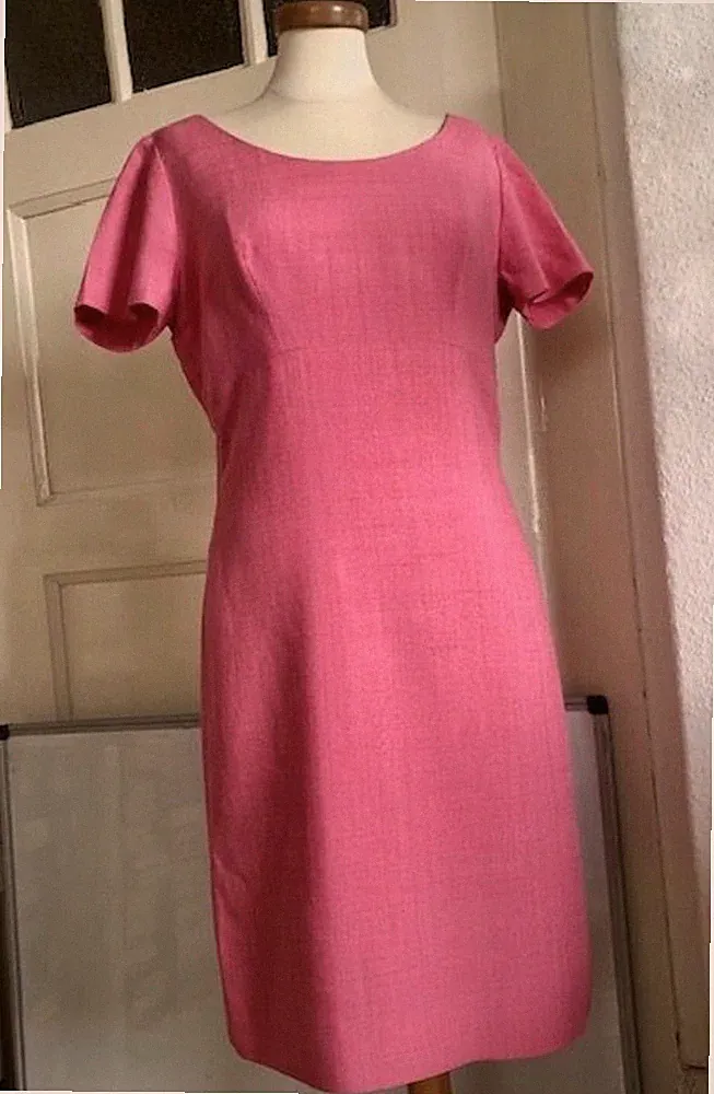 Original Vintage! Hochwertiges Etui Kleid aus Leinen in Pink - Einzelstück!