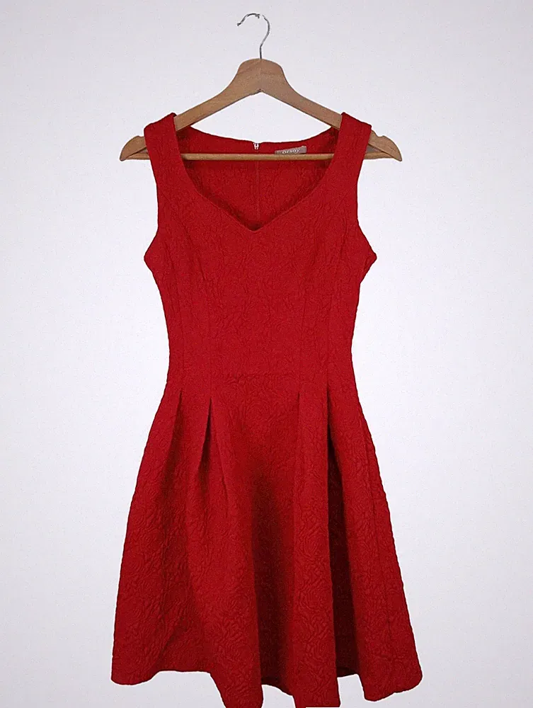 ORSAY A-Linien Kleid Damen Kleid Gr. DE 32 rot Casual-Look