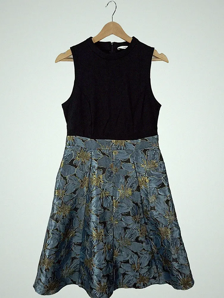 ORSAY A-Linien Kleid Damen Kleid Gr. DE 38 blau-goldfarben-schwarz Elegant