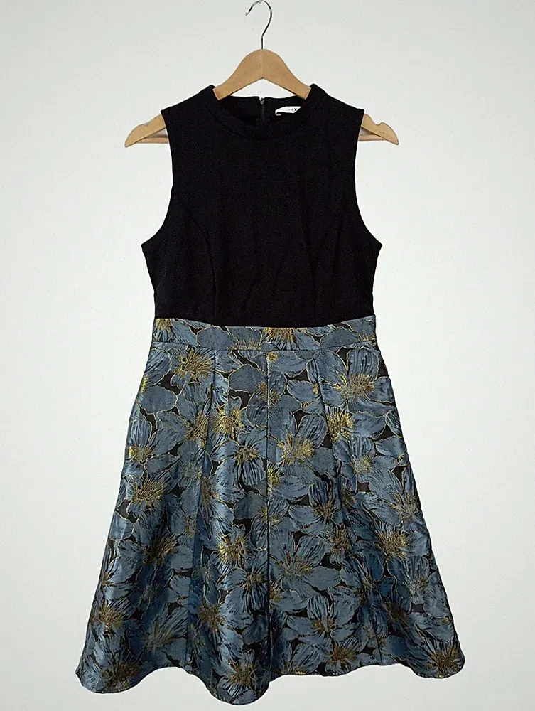 ORSAY A-Linien Kleid Damen Kleid Gr. DE 38 blau-goldfarben-schwarz Elegant