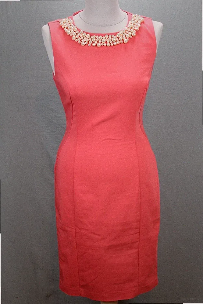 ORSAY Kleid Gr. 34 Rosa Etuikleid Perlen Aermellos Neu o. Etikett Damen Ärmellos
