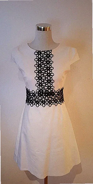 Orsay Kleid Weiß Schwarz Gr. 36 S -Taufe- Hochzeit