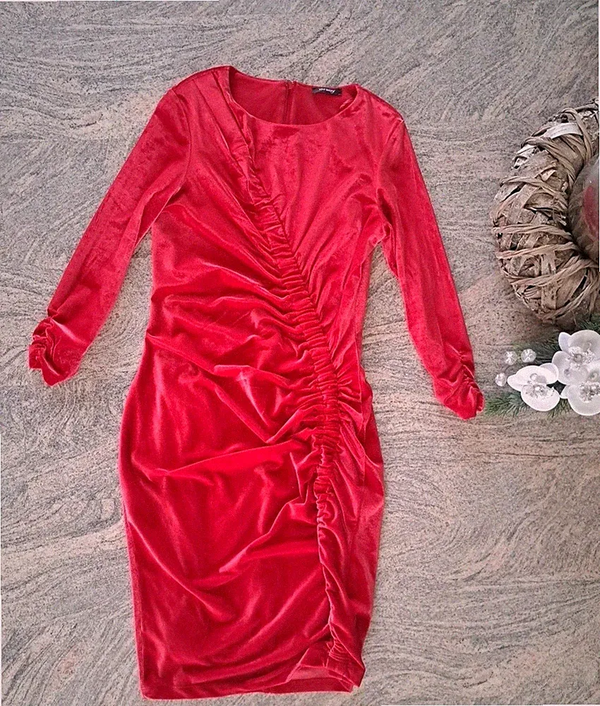 Orsay Samtkleid Kleid Raffung Weihnachten Gr. 38/40