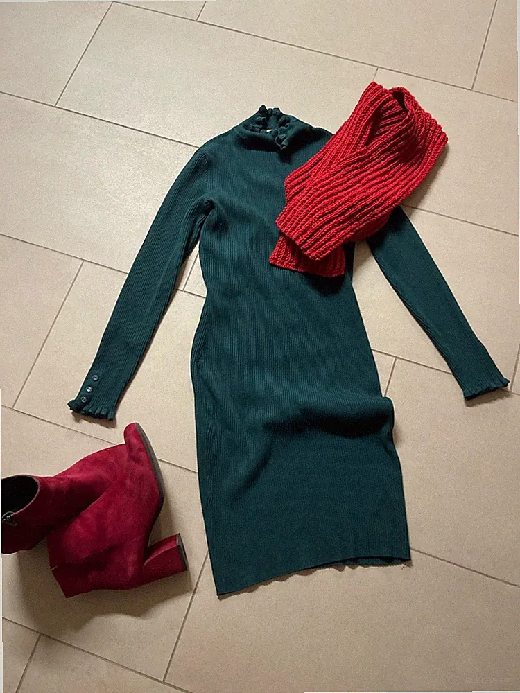 ORSAY Strickkleid Damen Kleid Gr. DE S grün