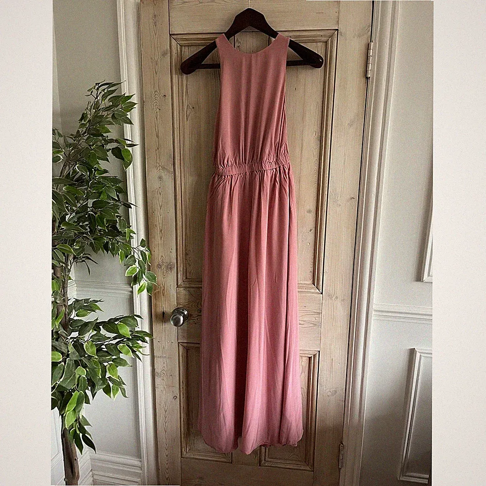 & Other Stories Kleid Damen Gr. UK 6 Rosa Ärmellos Maxi Hochzeitsgast