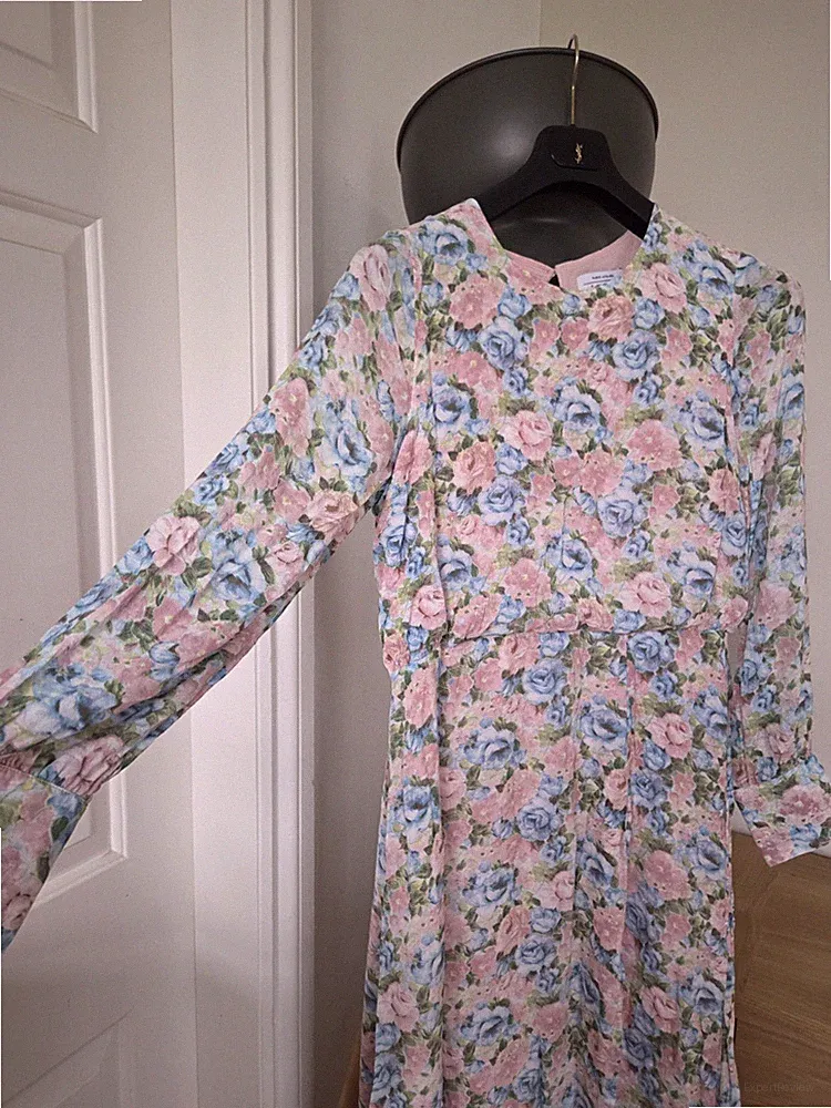 & Other Stories rosa Blumen Kleid Damen Tag Hochzeit Gast skurril UK 12 Boho