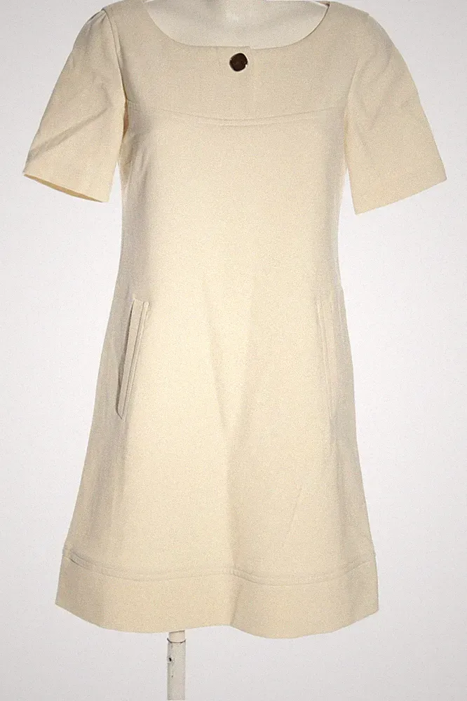 OUI SET Etuikleid Damen Kleid Gr. DE 38 creme Casual-Look