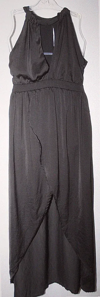 OVS Damen schwarz halbhoch lang drapiert vorne Kleid Größe Small