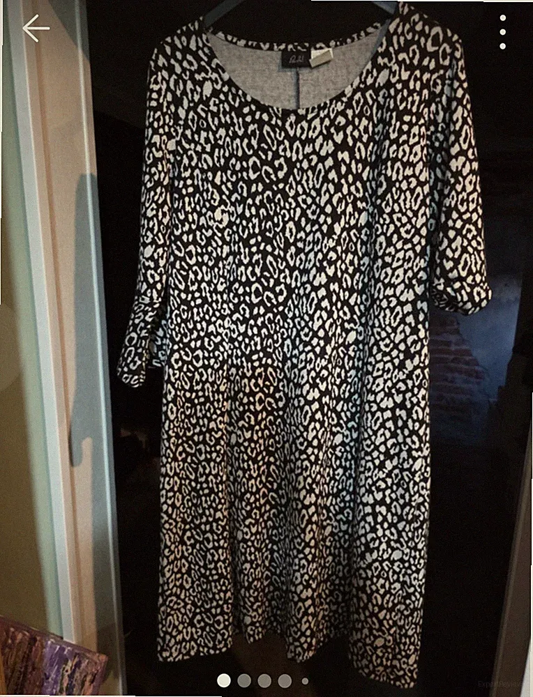 Paola! Damen A-Linie Kleid Jersey Stretch schwarz/weiß Leopard 3/4 Arm Gr. 46