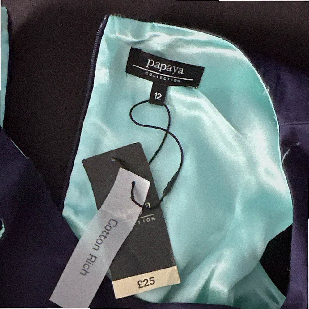 Papaya Damen Etuikleid beige/blau/türkis Gr. 38 ärmellos Rundhals knielang
