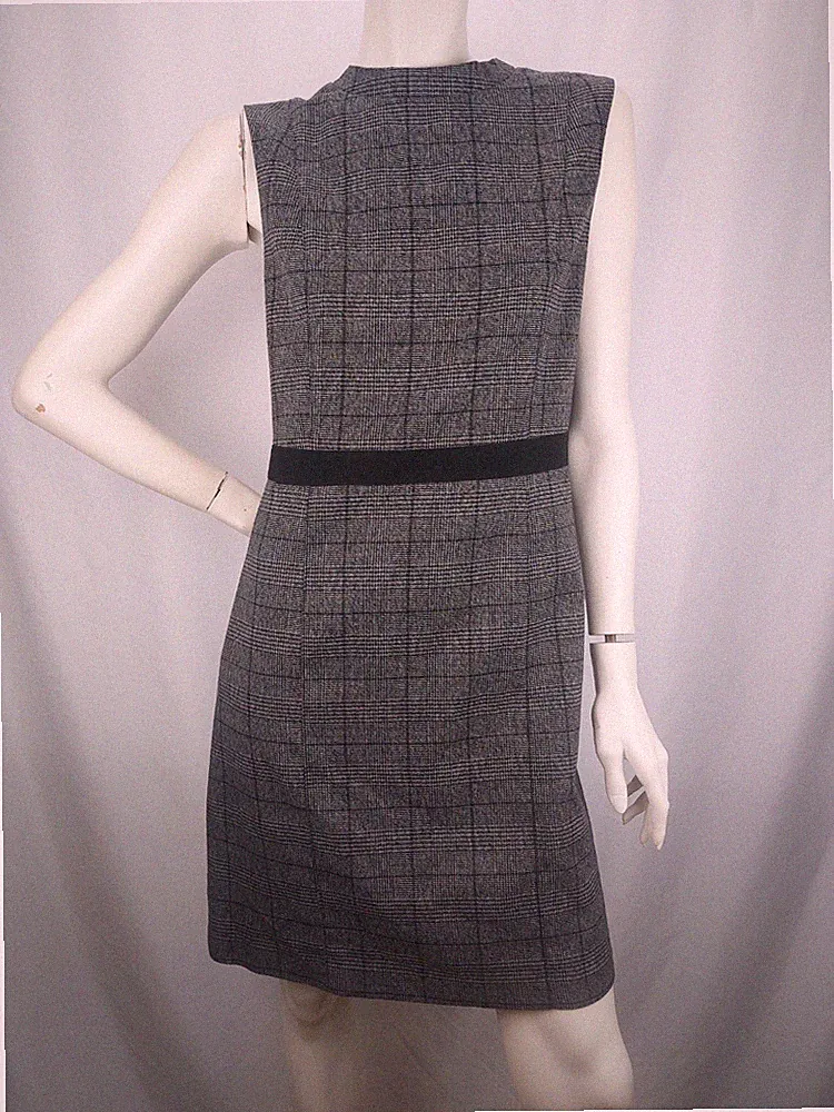 PAPAYA Damen Kleid Etuikleid Ärmellos Business Kariert Gr. 14 (M/L) 40 Grau