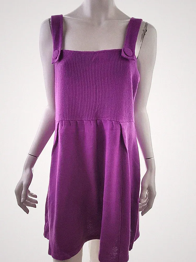 PAPRIKA Damen A-Linien-Kleid Gr. L Purpur Acryl 100% Ärmellos Knielang