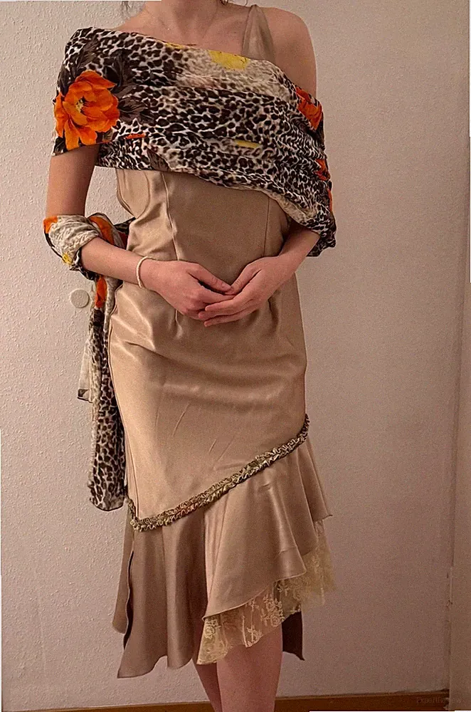 Party*Kleid*CristinaSantandrea*Hochzeitgast*Fest*Leo StoLa*Neu*38*Beige*🧸 ❤️