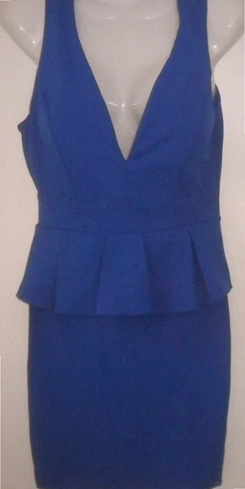 Partykleid kobaltblau Gr XS-S ärmellos schöner Rückenausschnitt Etuikleid