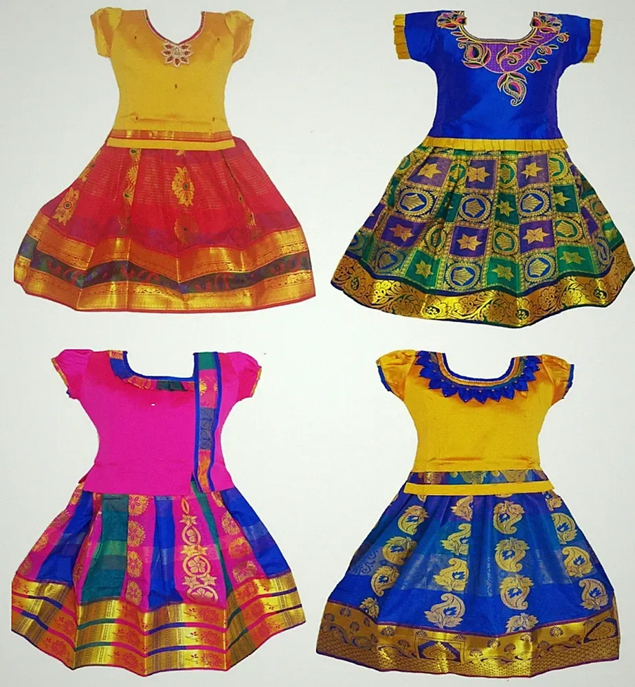 Pattu Pavadai asiatisch indisch Mädchen Kinder 1-10 Diwali Pongal Seide Sammlung Baby