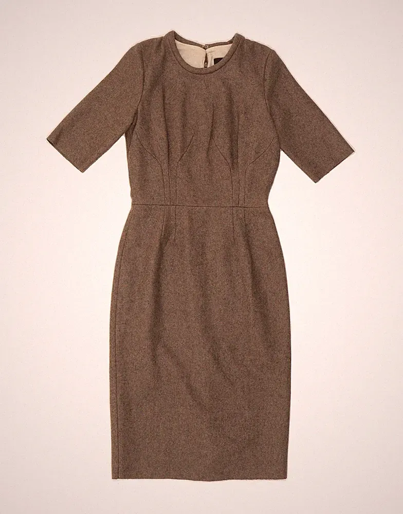 PAUL SMITH Damen Etuikleid IT 42 mittelbraun Schurwolle DF62