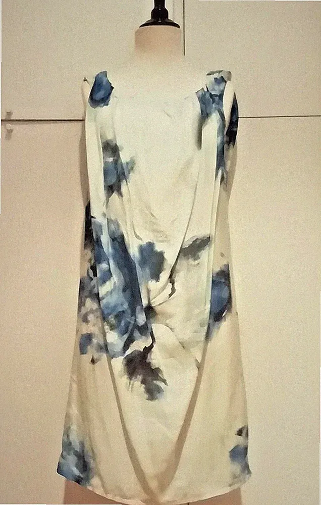 PENNY BLACK Damen Seidenkleid Blumenmuster blau mit Unterkleid Gr. 40