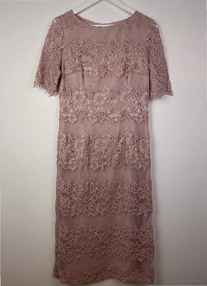 Per Una Midi-Etuikleid Rouge Rosa Spitze UK 12 Hochzeit Gast MOTB Anlass