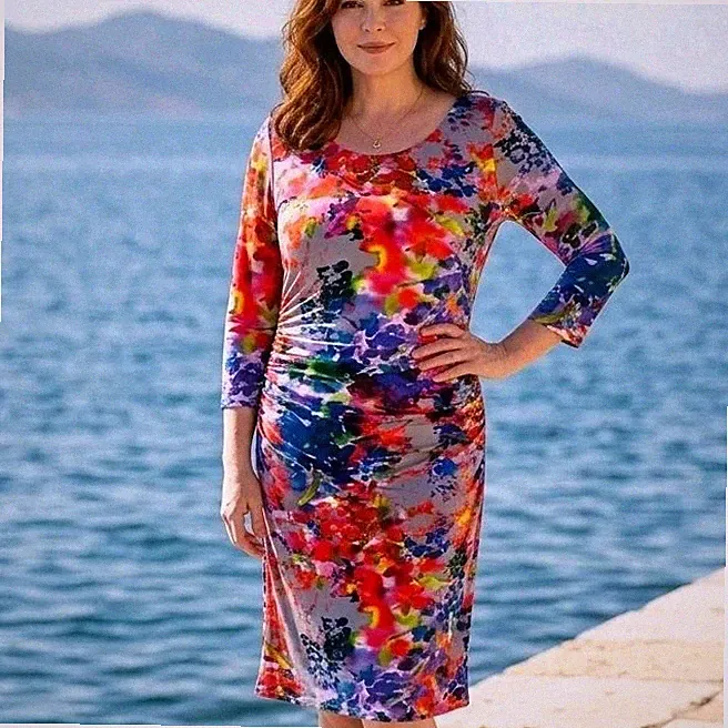 Per Una Speziale Blumen Rüschen Wackel Kleid 12 bunt Anlass Hochzeit Gast