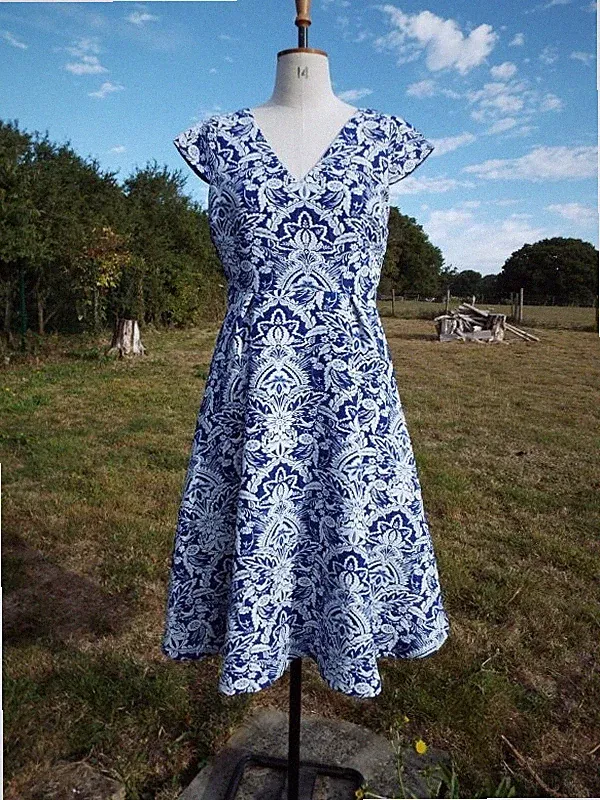 PER UNA Vintage 50s Style Floral Textured Swing Dress Size 14 Regular Worn Once