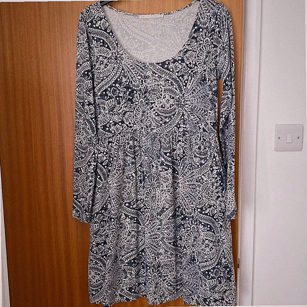 Peruvian Connection Tunika Kleid Gr. XS Damen Navy A-Linie Langarm